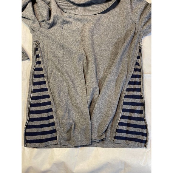 Zenergy By Chicos Sz 2 (12) Gray Cowl Neck Pullover Sweater Side Zippers - Picture 6 of 10